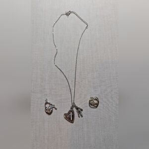 Elegant Silver Heart Necklace Set